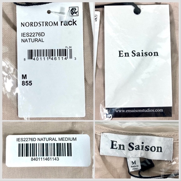 NWT En Saison Madison Babydoll Dress Natural Size M - Picture 11 of 11